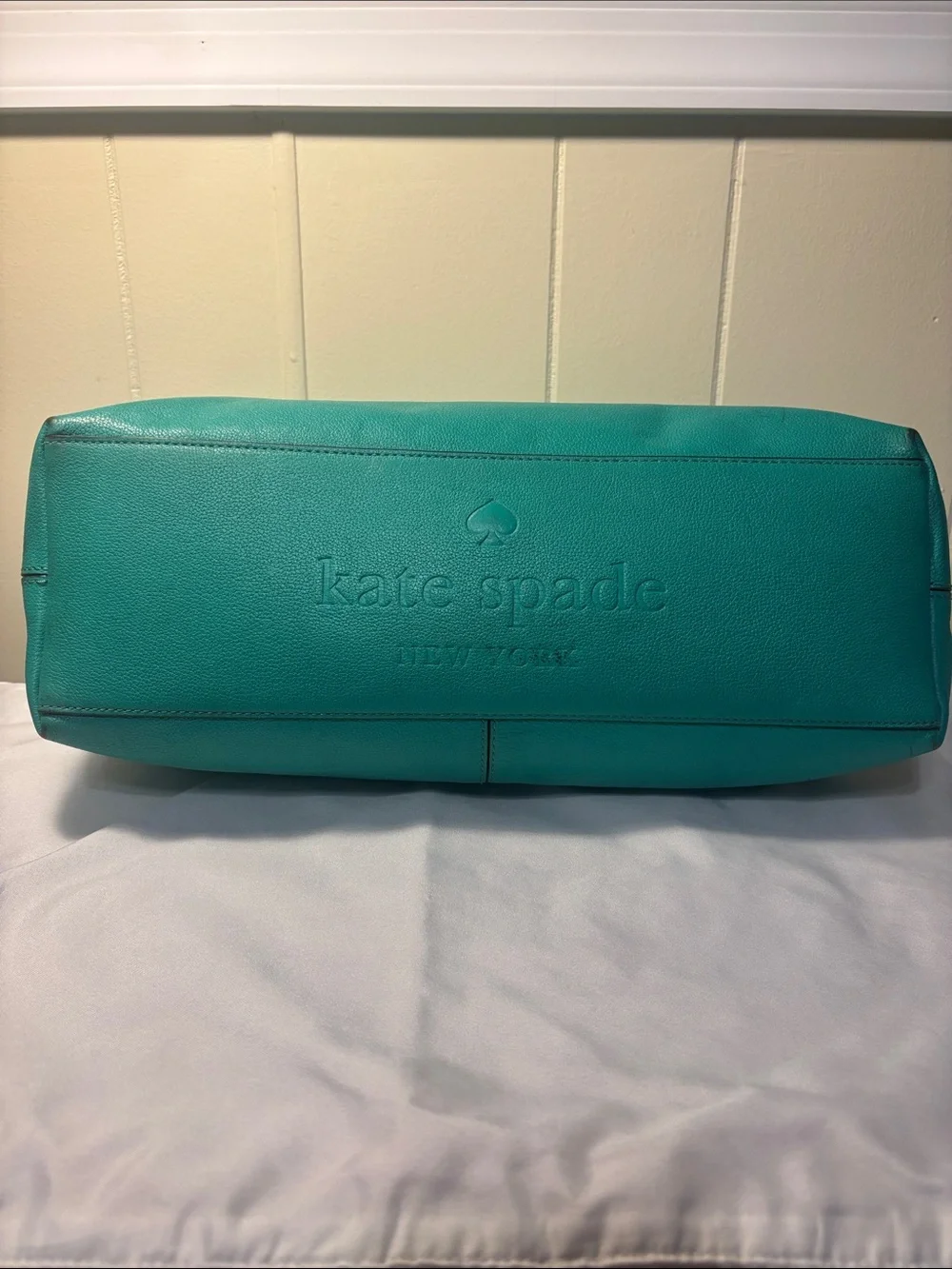 GUC Kate Spade Quinn Villabella Avenue Teal Green Leather Bow Satchel Tote Bag